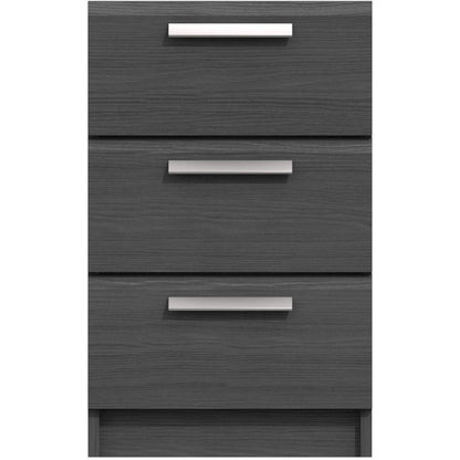 Waterfall 3 Drawer Bedside Graphite