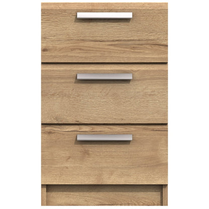 Waterfall 3 Drawer Bedside Natural Rustic Oak