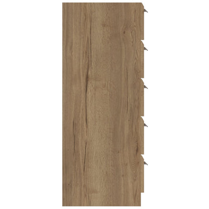 Waterfall 5 Drawer Narrow tallboy Natural Rustic Oak