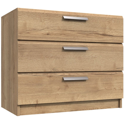 Waterfall 3 Drawer Chest Of Drawers Natural Rustic Oak