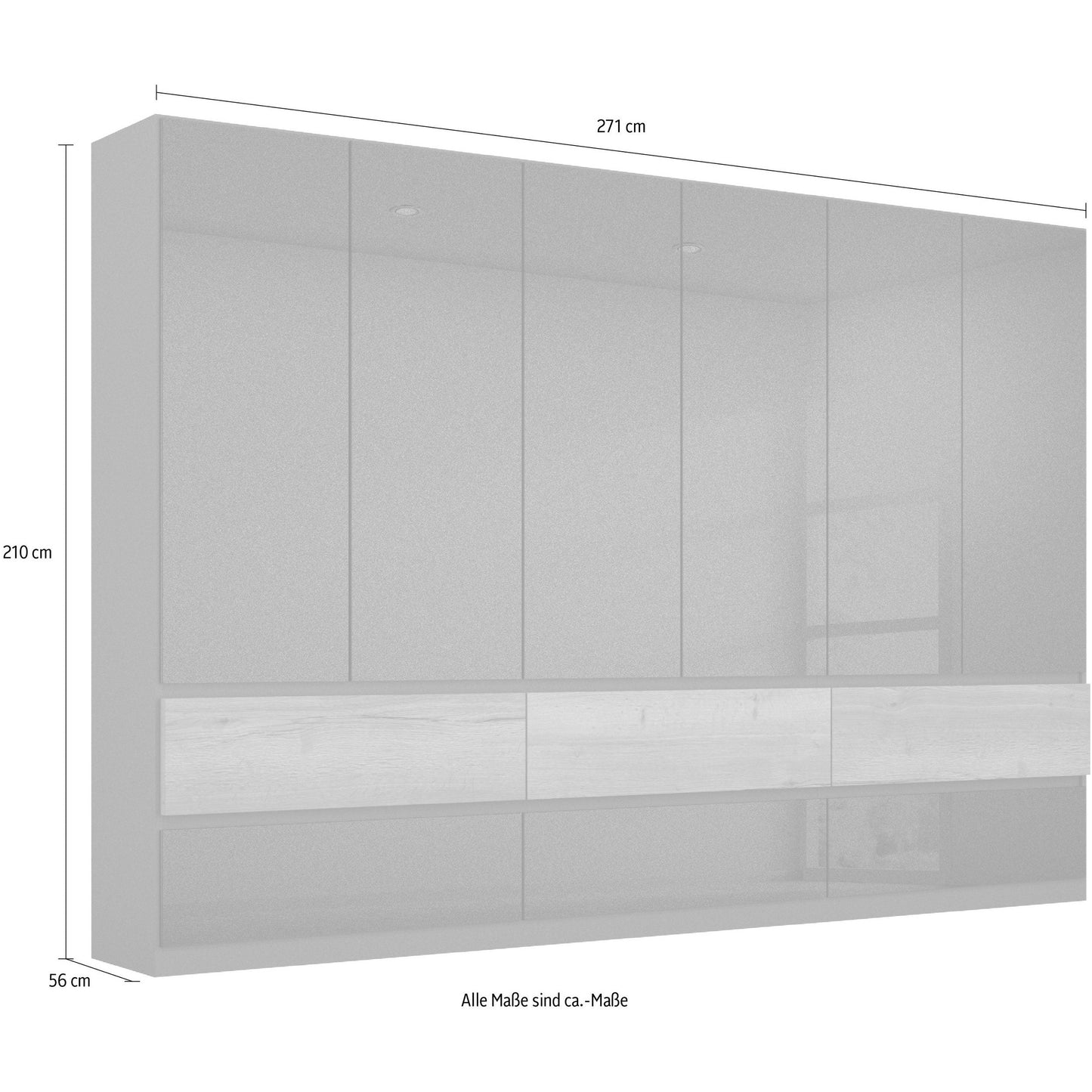 Rauch Winnipeg Wardrobe Gloss finish With Mirrors