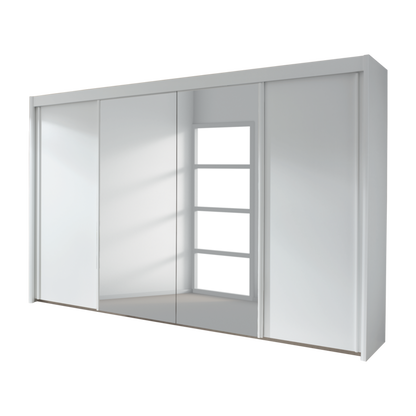 Rauch Imperial 4 Sliding Door Wardrobe 350cm With 2 Mirror Door