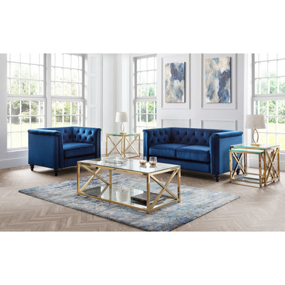 Sandringham 2 seater Blue Velvet Sofa