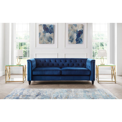 Sandringham 3 seater Blue Velvet Sofa