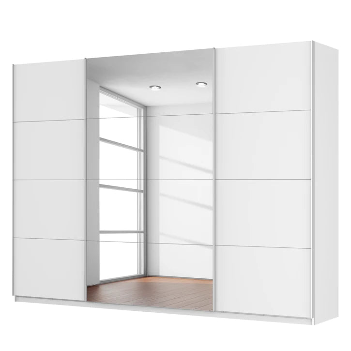 Rauch Quadra Sliding Door Wardrobe White with Mirror