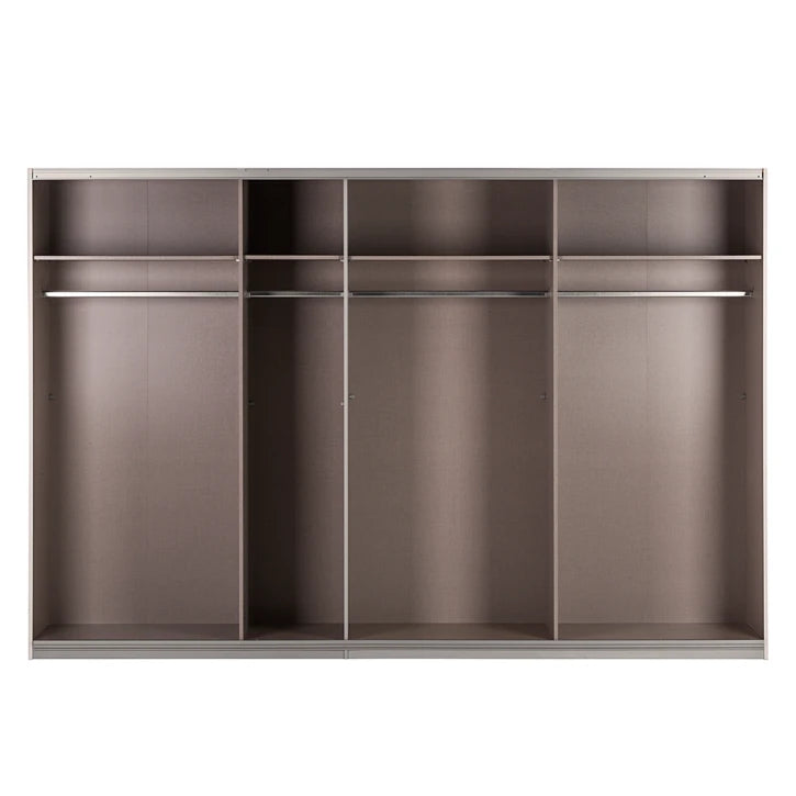 Rauch Quadra Sliding Door Wardrobe Mirrors and Black Glass 315cm