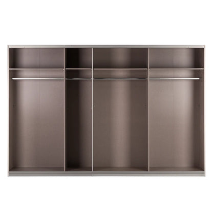 Rauch Quadra Sliding Door Wardrobe Mirrors and Black Glass 315cm